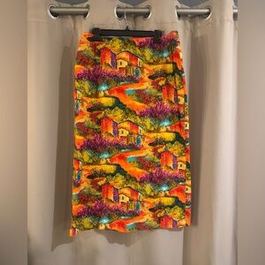 Women’s Colorful Scenic Print Skirt-Source Unknown